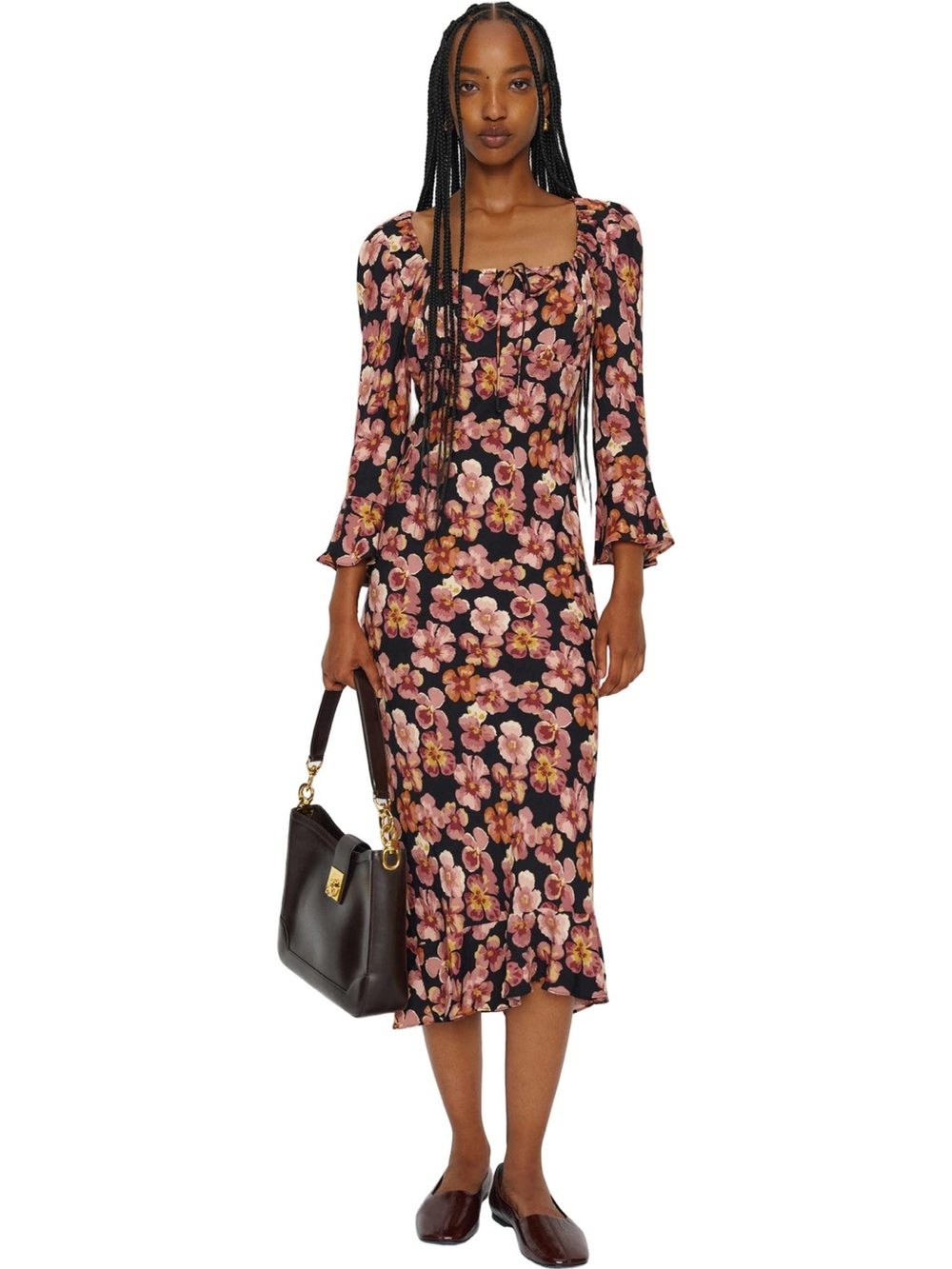 Reformation Kiley Floral Print Midi Dress Size 4 NWT!!